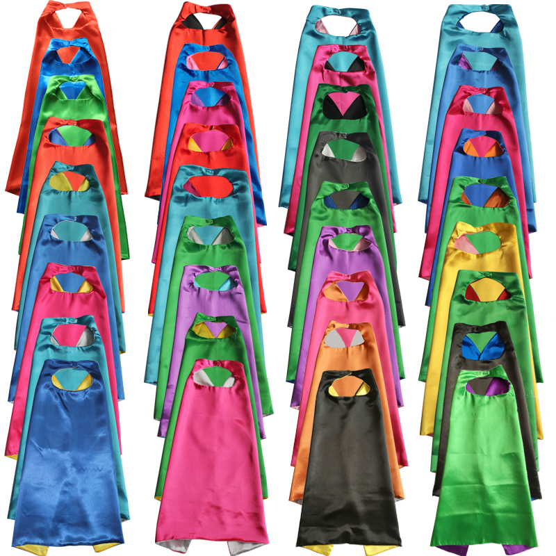 Siêu Anh Hùng Áo Choàng Kèm Khẩu Trang Có Thể Đảo Ngược Hai Màu Con Cape Sinh Nhật Ủng Hộ Satin Chắc Chắn Vải Choàng Bé Trai Bé Gái Satin Capes