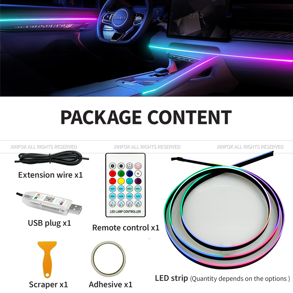 Luces ambientales universales sinfónicas para coche, lámpara LED Interior RGB Streamer, Control por aplicación USB remoto para Tesla Model 3 Y S X