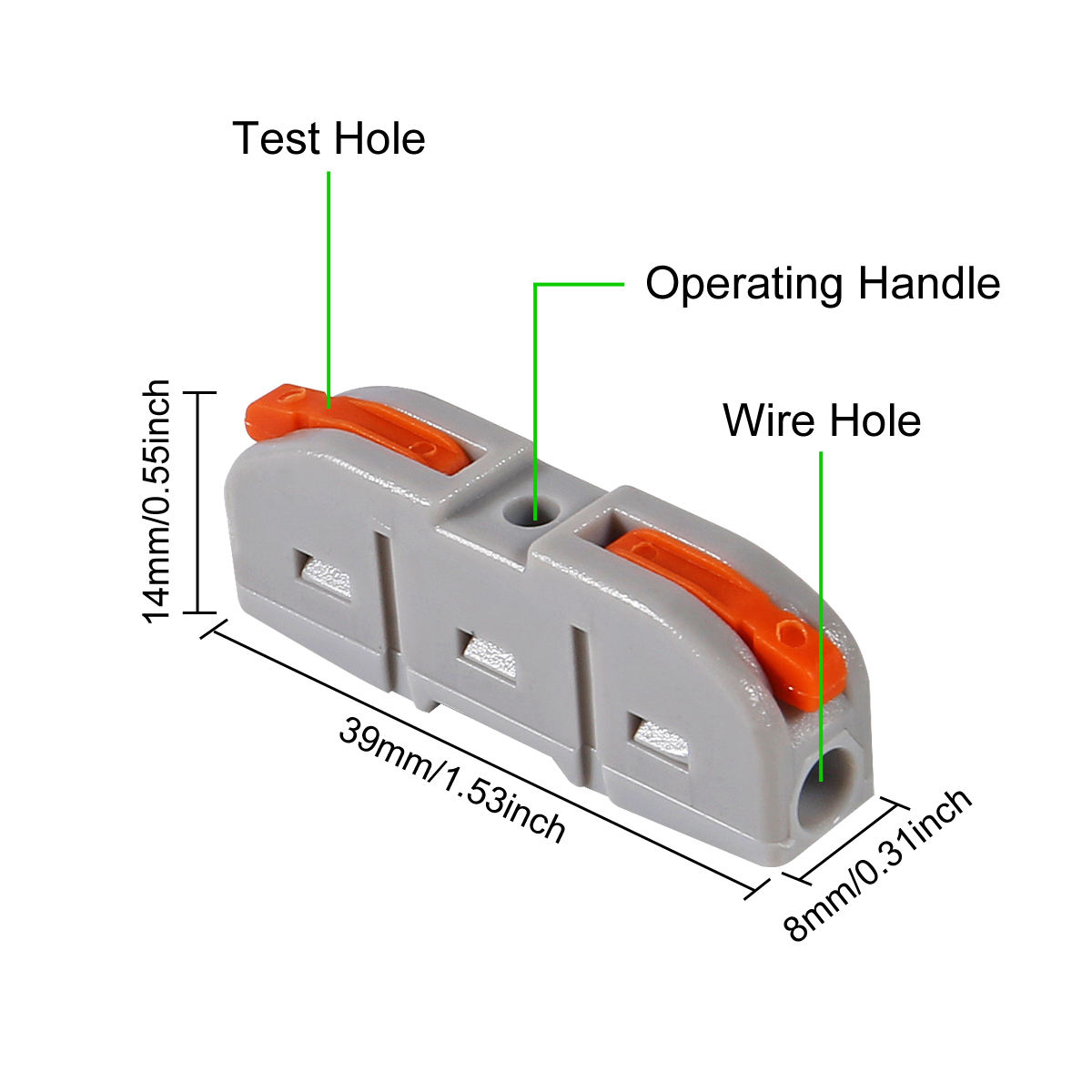 Wire Connectors1 to 1 Inline Electrical Lever Wire Connectors Nuts Push-in Quick Conductor Compact Splicing Connectors 28-12 AWG