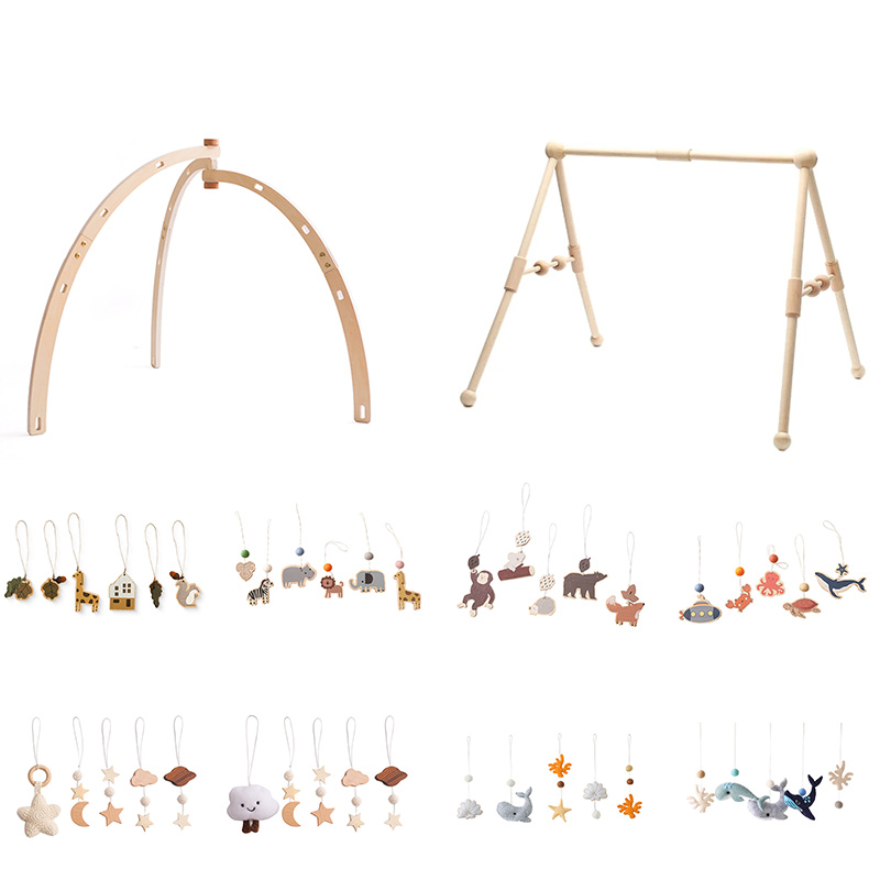 1 Set Of Wooden Baby Gym Newborn Activity Fitness Stand Baby Accessories Rattle Toy Baby Pendant Crib Decoration Gifts For Baby