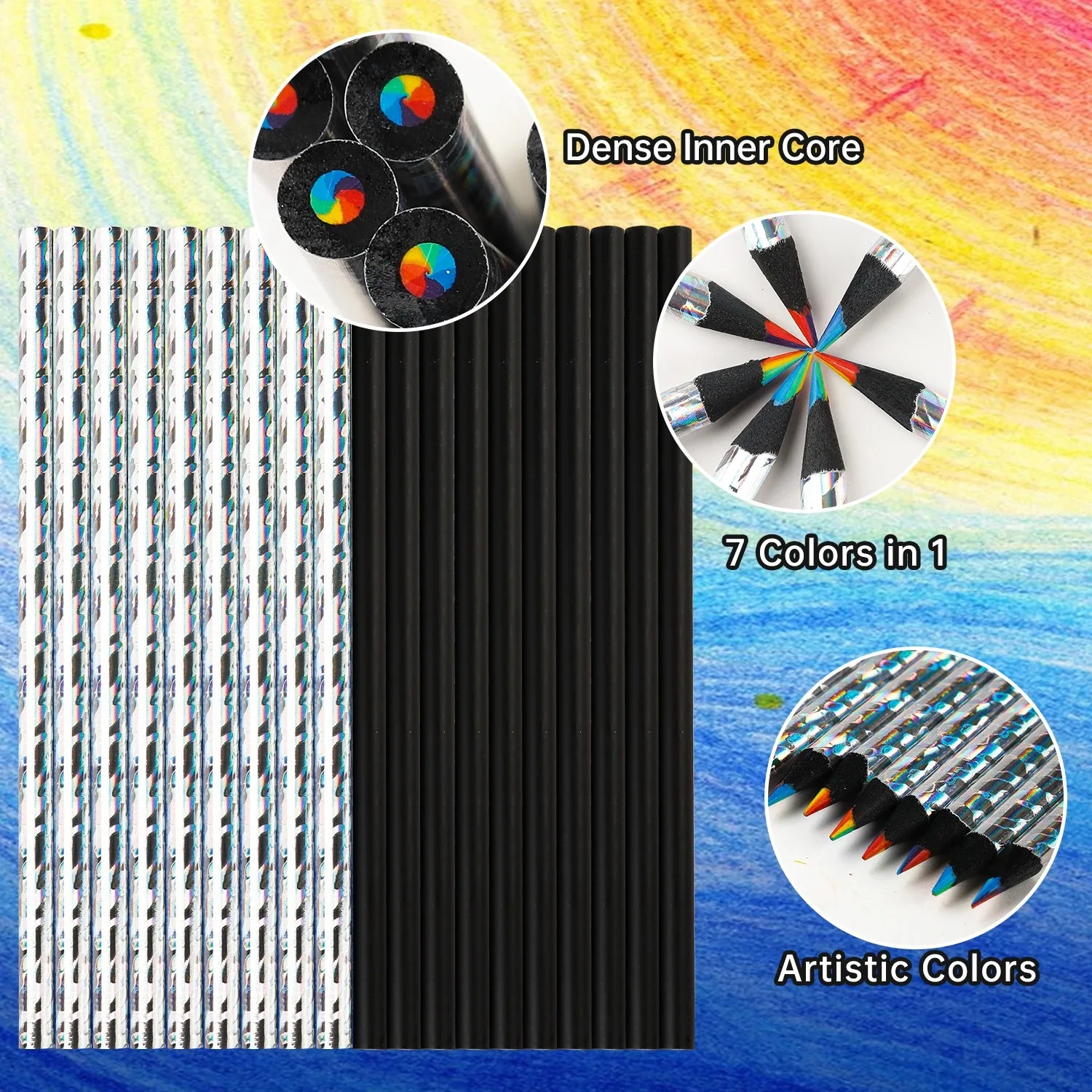 12 ชิ้น/เซ็ต Kawaii Rainbow ดินสอ 7 สี Concentric Gradient Crayons เด็กของขวัญดินสอสีศิลปะวาดภาพวาดเครื่องเขียน