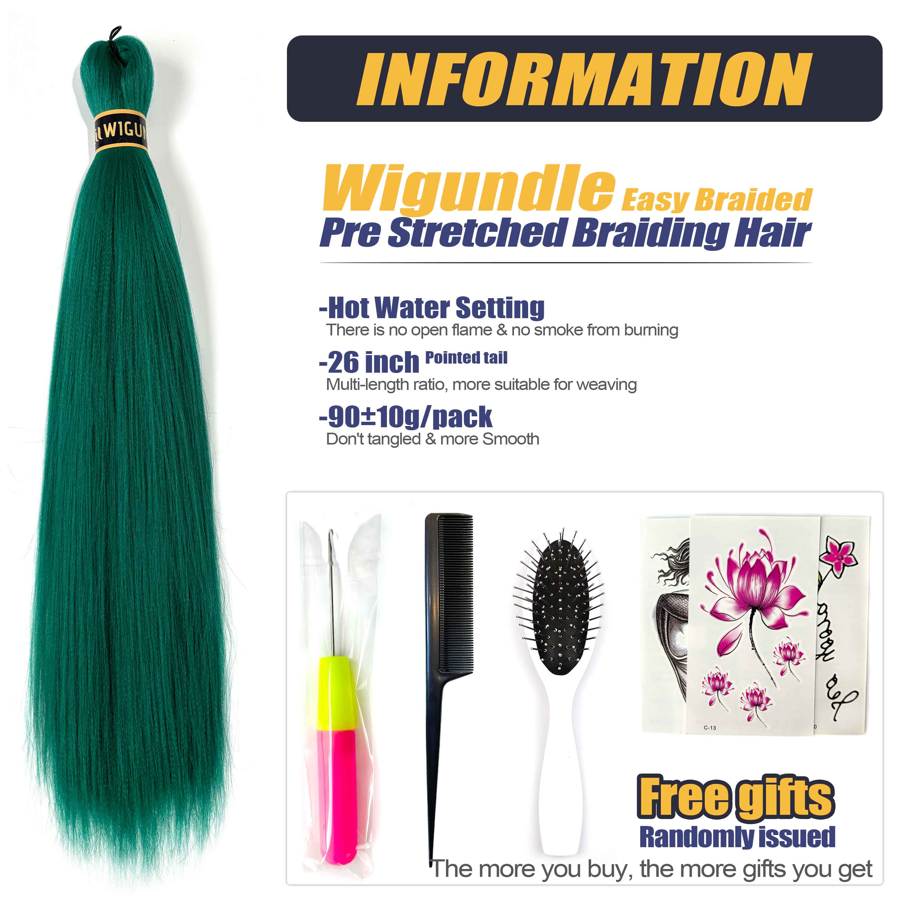 EZ 事前ストレッチ編み髪オンブルプロフェッショナル簡単かぎ針編み三つ編みヘア 26 インチ 90 グラムお湯設定合成かぎ針編みヘア