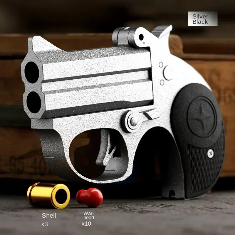 Lanzador Deringer portátil para niños, Mini pistola de juguete Manual de eyección de carcasa de bala suave, modelo de bolsillo de pistola pequeña para niño