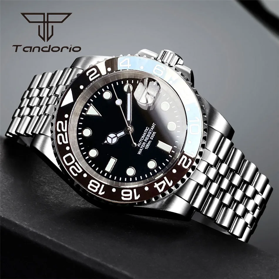 Tandorio NH35A Datum Edelstahl 40mm Dive Automatik Herrenuhr Saphirglas Drehbare Lünette Leuchtende mechanische Armbanduhr