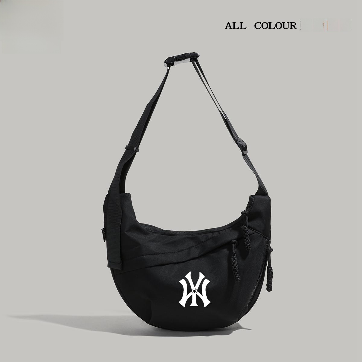 NY&NB Trendy Brand Collaborative Student Sports Single Shoulder Bag Casual Canvas Material Zipper Closure Soft Nylon Fabric