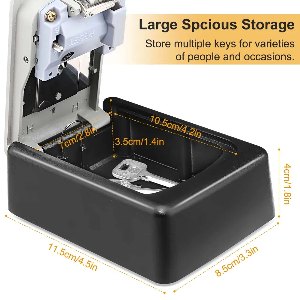 Sectyme-caja de cerradura de llave resistente a la intemperie, combinación de 4 dígitos, contraseña, almacenamiento de llaves, cerradura de seguridad para interiores y exteriores