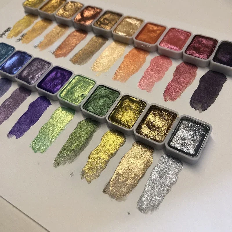 20 Farben 1 ml festes Aquarellpigment-Set Gold- und Silberpulver Mineralperlenpigment Kunst Aquarellmalerei Nageldekoration