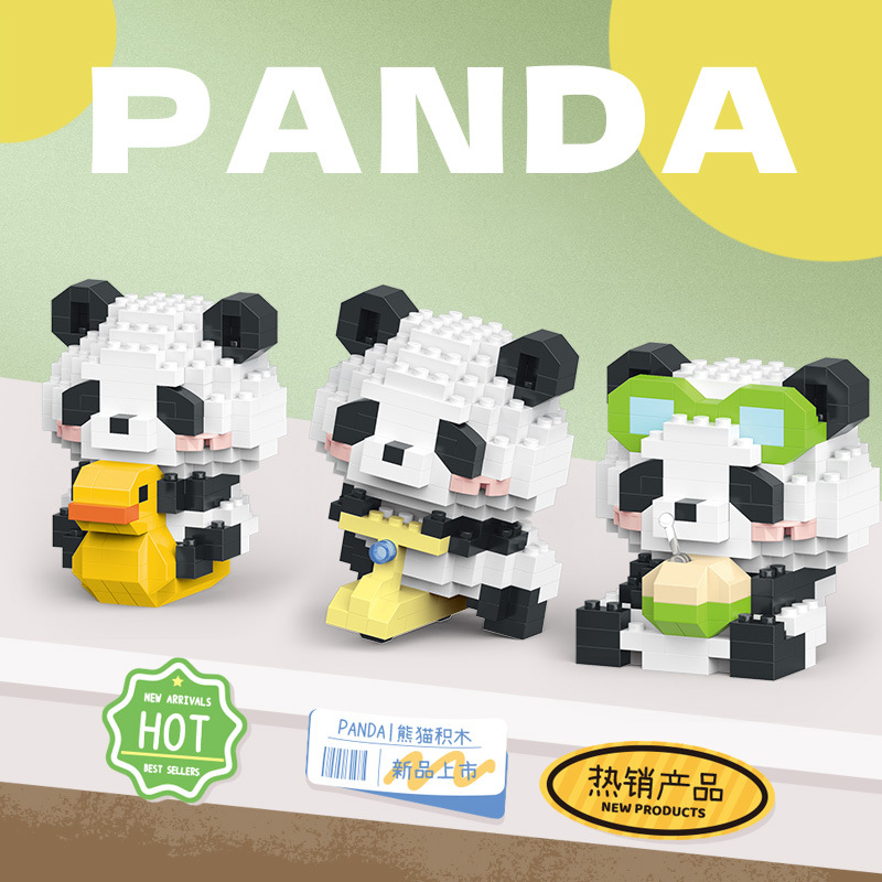 Ensemble de micro blocs de construction Panda, briques granulaires d'animaux au trésor national chinois, cadeau éducatif créatif pour enfants