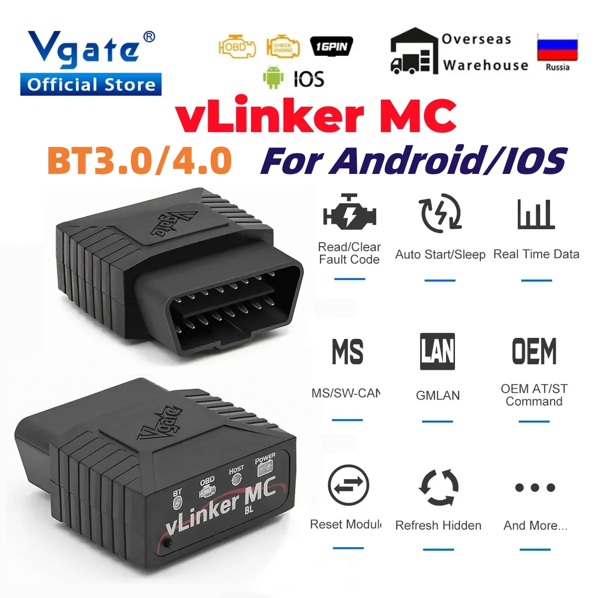 Vgate vLinker MC ELM327 V2.2 Bluetooth 4.0 OBD2 Scanner OBD 2 BimmerCode FORScan Ferramentas de diagnóstico de carro automático ELM 327 V1 5