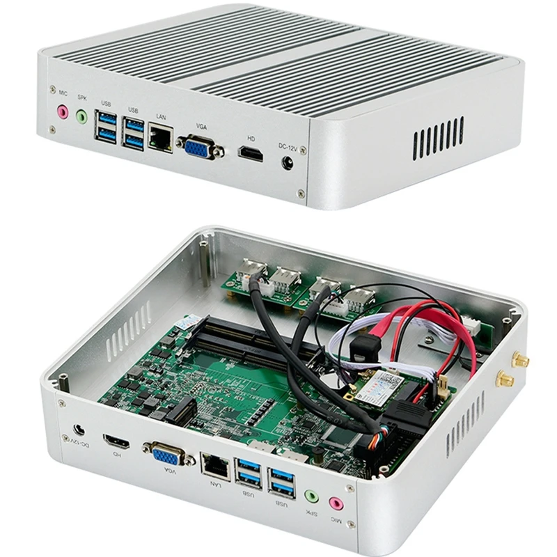Mới nhất Kaby Lake R 8Gen Quạt Không Cánh Mini PC I7 8550u Intel UHD620 Win10 Quad Core 8 Threads DDR4 2133 2400 NUC Chuyền máy tính