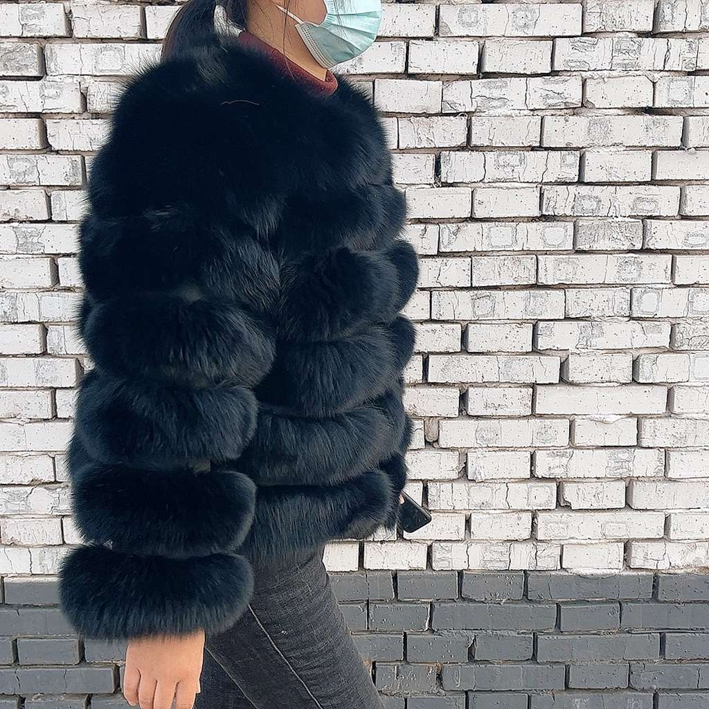 Qiunuoxi-女性用の本物の毛皮のジャケット,100% 天然のキツネの毛皮のコート,高級ファッション,ショートジャケット,冬,卸売,50cm