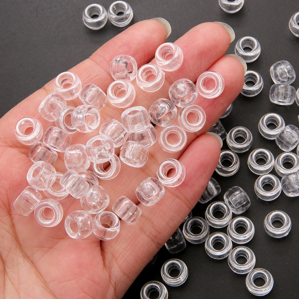 Bộ 50 100 Chiếc Trong Suốt 4Mm Lỗ Lớn Dreadlock Hạt Cho Jumbo Bím Tóc Dreadlock Nhựa Trong Suốt Cho Phụ Kiện Tóc dụng Cụ Tạo Kiểu Tóc
