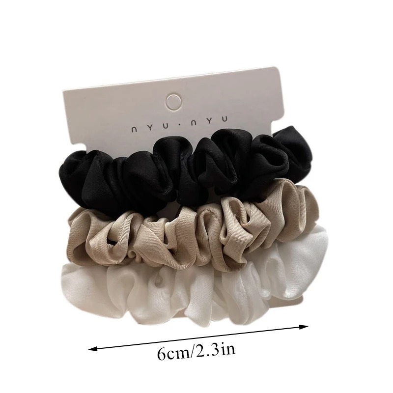 3 ชิ้น/เซ็ตผ้าไหมซาติน Scrunchies ผู้หญิงสีทึบเชือกผม Elegant ผู้ถือหางม้ายางวงยืดหยุ่น Hairband อุปกรณ์เสริมผม