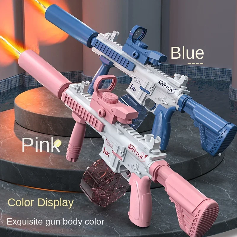Pistola de agua eléctrica M416, pistola de juguete con iluminación para disparar, totalmente automática, piscina de verano, juguete de playa para niños, niños, niñas y adultos