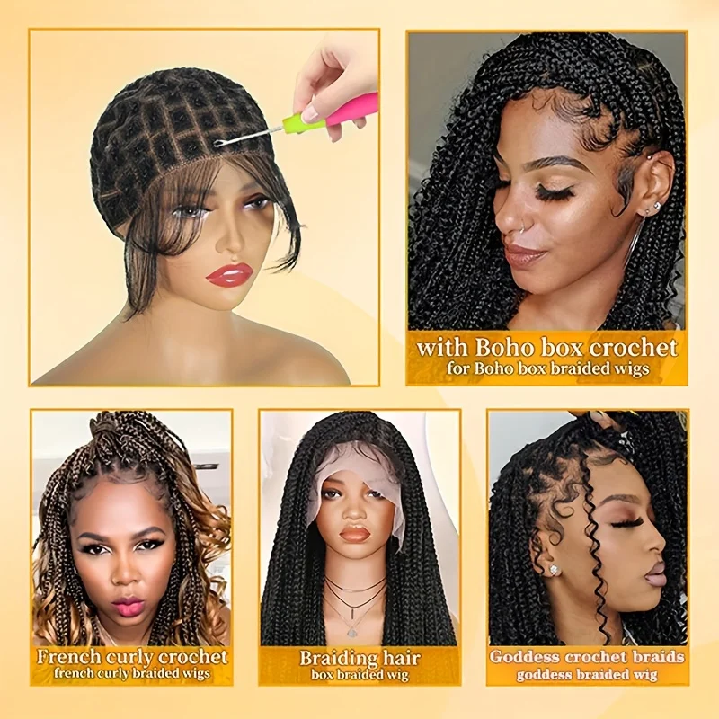 Boné de peruca de renda completa para peruca braiede peruca de renda completa cornrow boné de peruca de trança de renda dupla trança sem nós boné de renda para mulher