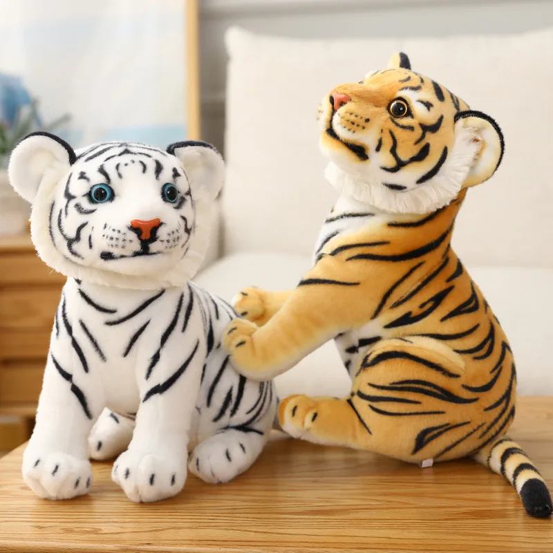 จําลอง Tiger Lion ตุ๊กตา Plush ของเล่นตุ๊กตาของเล่น Kawaii Plushies ตุ๊กตาหมอนสัตว์ของเล่นเด็กตกแต่งบ้านของขวัญ