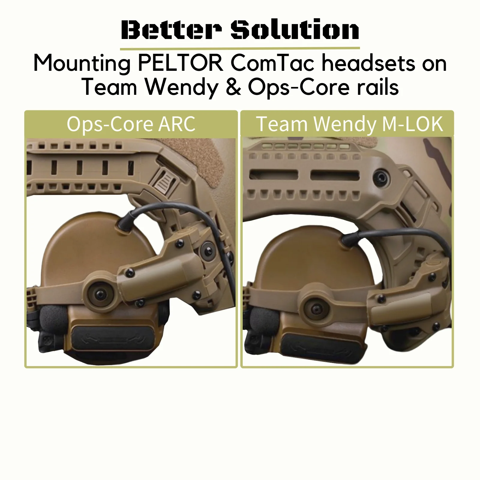 Адаптер для шлема для PELTOR ComTac, аксессуары для стрельбы из страйкбола, крепление для гарнитуры, подходит для Ops Core ARC Team Wendy MLOK Rail