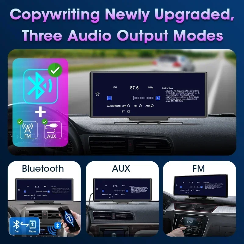 Srnubi 10,26 "cámara de salpicadero retrovisor Carplay Android Auto 4K DVR reproductor de navegación GPS grabadora de doble lente tablero 24H Park WIFI BT