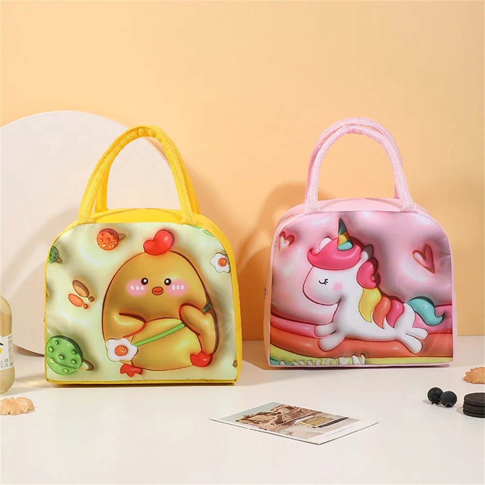 Cartoon Bento Bag 3D Three-dimensional Pattern Lunch Box Bag Large Capacity Lunch Bag with Lunch Foil Insulation