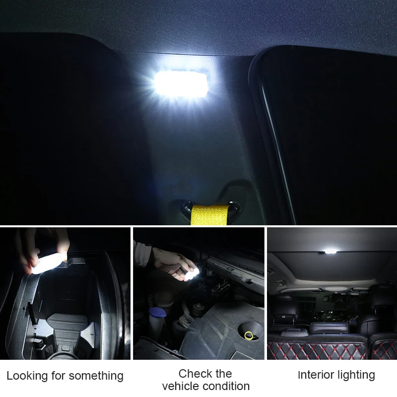 1 pçs sensor de toque led 6 led luz ambiente interior do carro lâmpada leitura teto sem fio usb recarregável atmosfera luz