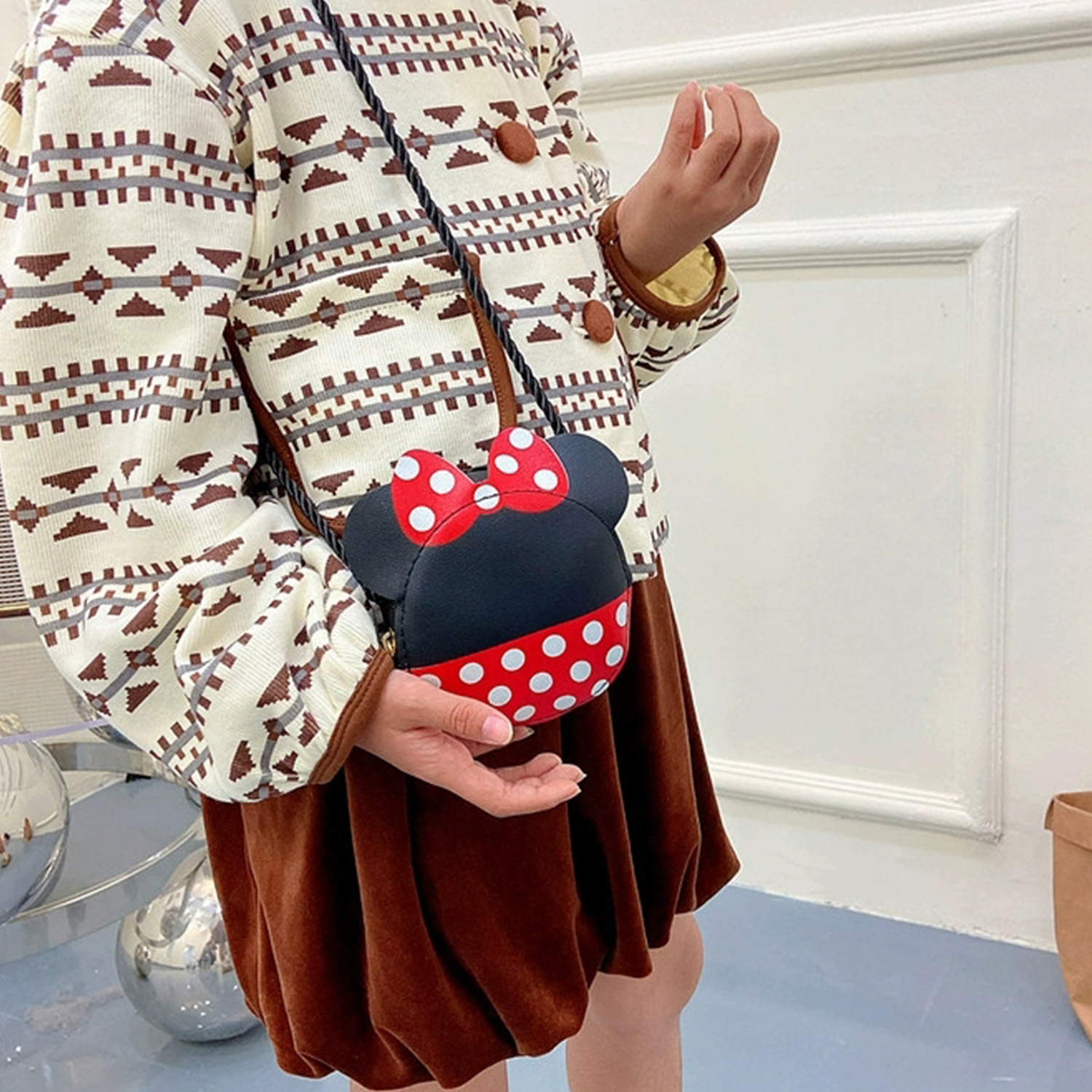 Mini bolsa de ombro crossbody fofa para meninas, bolsa crossbody para troca de moedas infantil, bolsa de moedas fofa com gravata borboleta