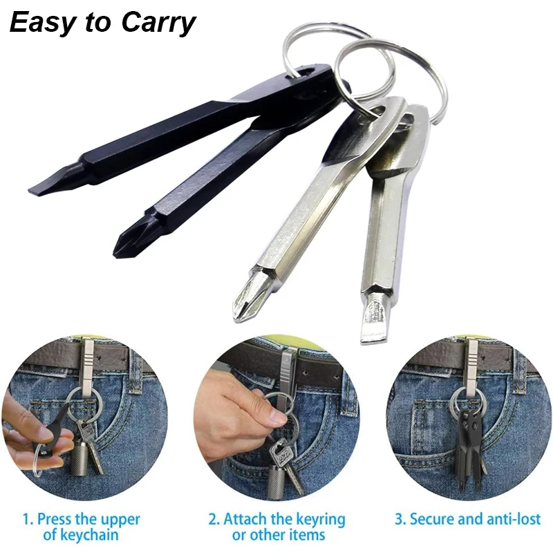 Draagbare Phillips Schroevendraaier Set Sleutelhanger Sleutelhanger Mini Pocket Sleutelhanger Kruisschroevendraaier Reparatie Tool Gadget EDC Klein
