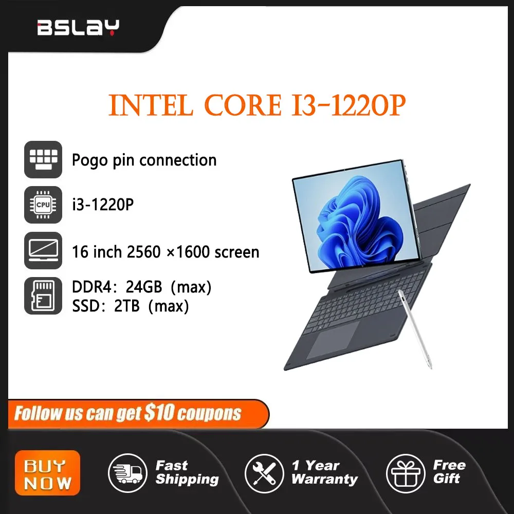 Tableta Intel Core i3-1220P de 16 pulgadas, compatible con hasta 24 GB + 2 TB, ultrabook de pantalla grande de alto rendimiento, duración de la batería de 12 horas