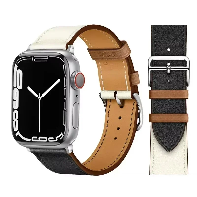 レザー時計バンド Apple Watch ストラップ 46 ミリメートル 44 ミリメートル 41 ミリメートル 45 ミリメートル 38-42 ミリメートル 40 ミリメートル 49 ミリメートルブレスレット iWatch シリーズ 10-ウルトラ 9-8-7-SE-6-5-4-3