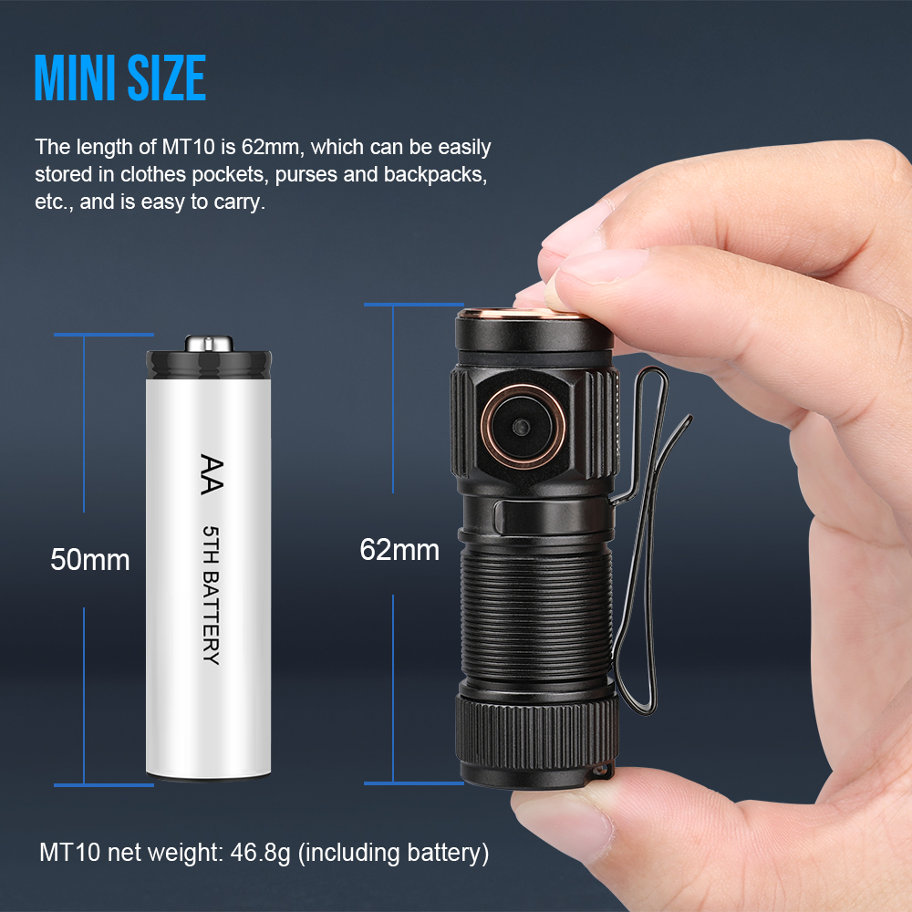 Trustfire MT10 EDC ไฟฉาย 1000Lumen แบบพกพา LED โคมไฟ USB C ชาร์จไฟฉาย Mini 16340 IPX8 MVB Optic Work Light