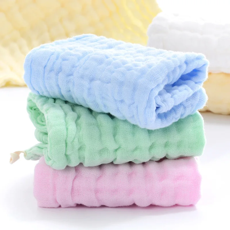 5pcs 100% Cotton Gauze Baby Towels 30*30cm Square Soft Solid Color Newborn Infant Wash Face Hand Bathing Towel Bibs Handkerchief