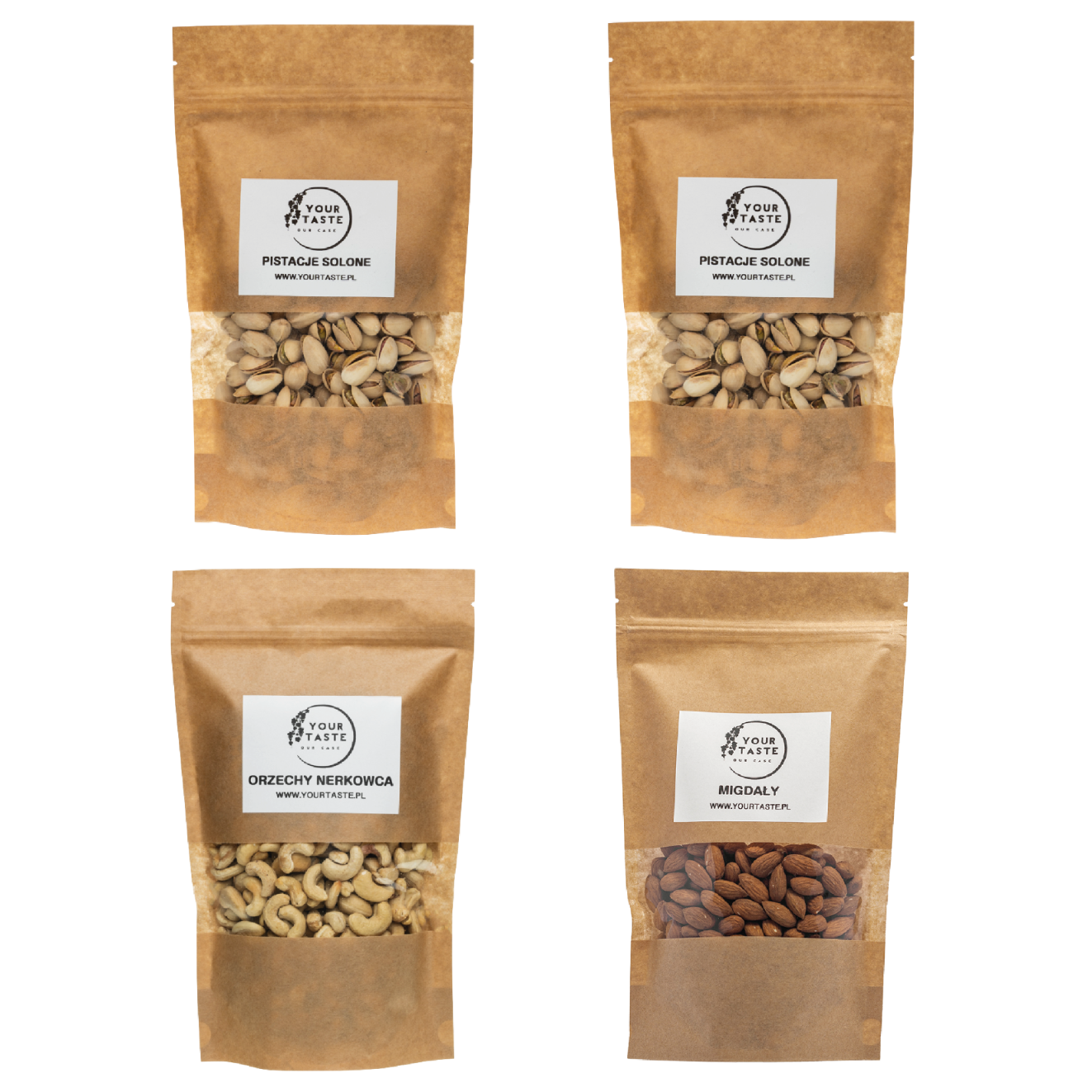 Zestaw - 2x Pistacje solone 500g + Orzechy nerkowca 500g + Migdały 500g
