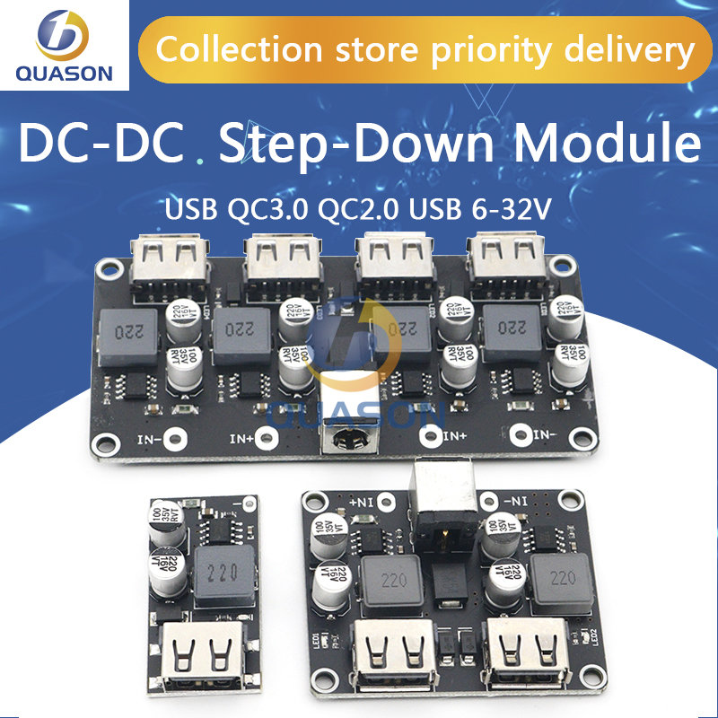 USB QC3.0 QC2.0 USB DC-DC Buck Chuyển Đổi Sạc Chức Module 6-32V 9V 12V 24V Đến Nhanh Bộ Sạc Bảng Mạch 5V