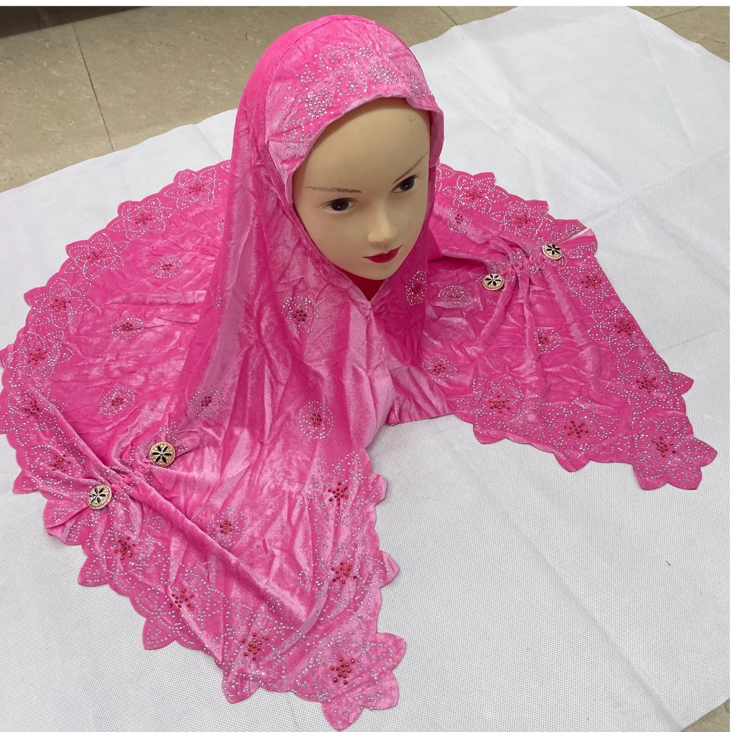 女性用ビーズヒジャーブターバン,イスラム教徒の帽子,ヘッドラップ,ショール,ラップ,ファッション,60x80cm, 2024