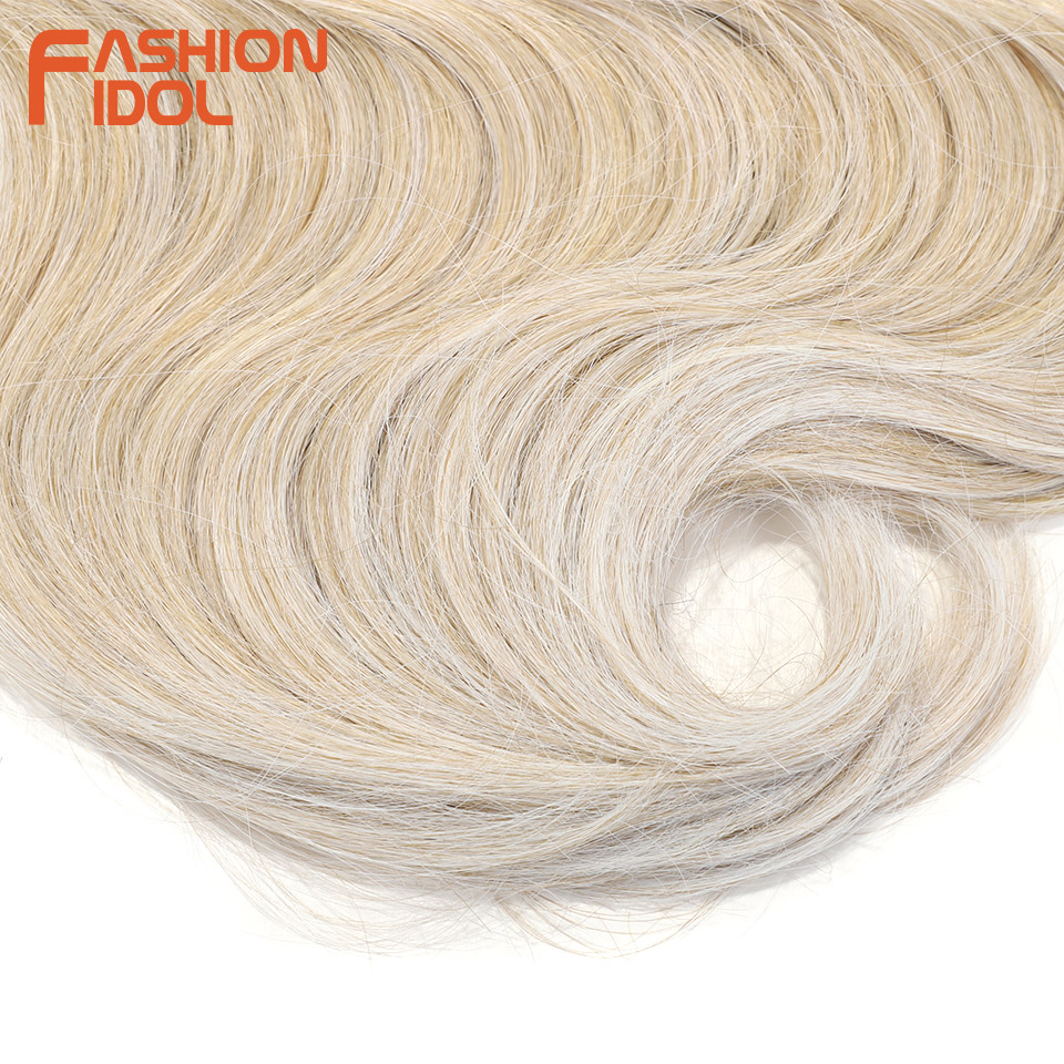 แฟชั่น IDOL Soft Body Wave ผมโครเชต์ 24 นิ้ว 3 ชิ้นผมสังเคราะห์ Braids ผมหางม้าผมปลอมหยัก Ombre ผมสีบลอนด์