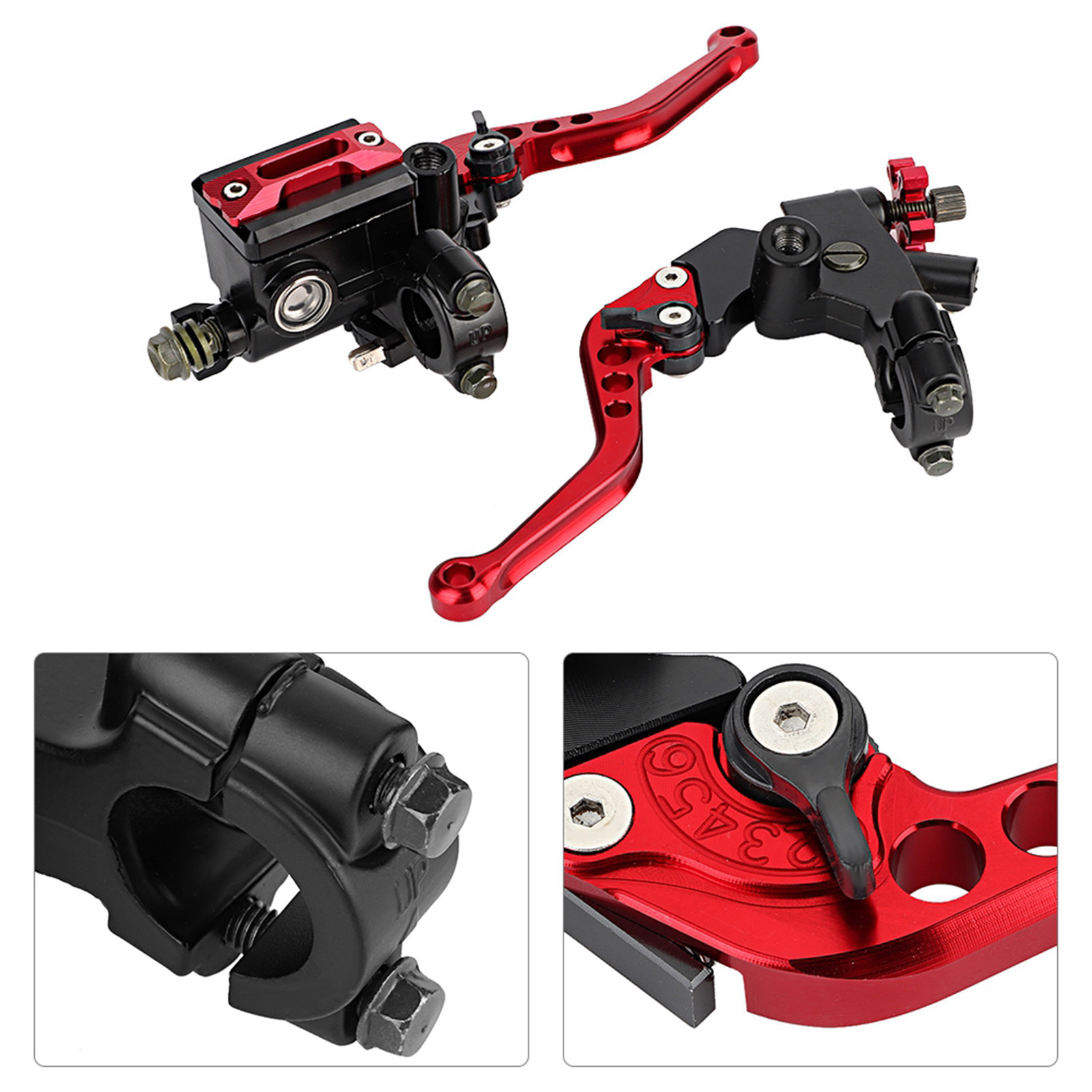 1 Paar 7/8 Zoll (22 mm) Universal Motorrad Bremskupplung Hauptzylinder Reservoirhebel Rot