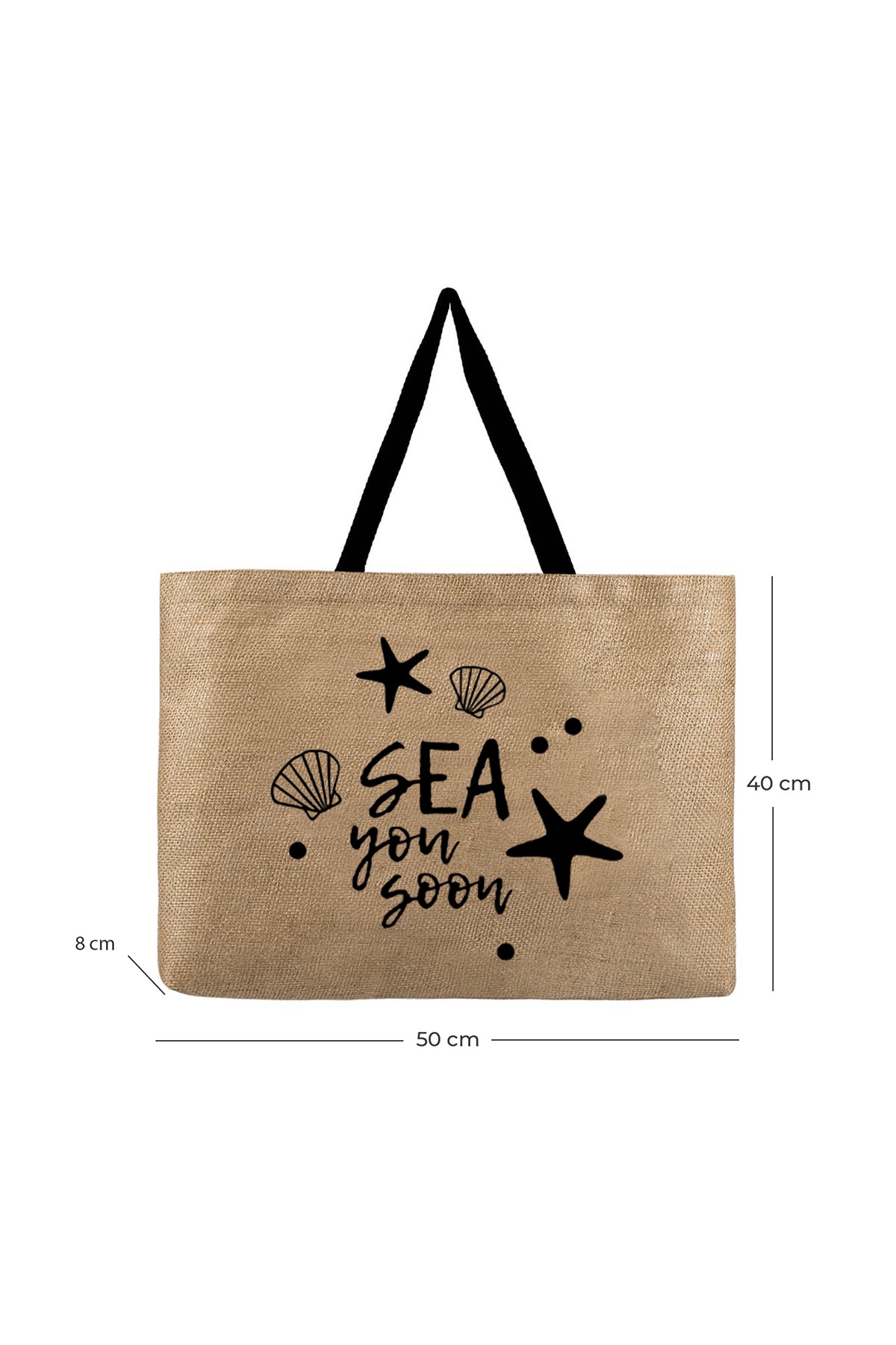 Sea You Soon printed jute bag