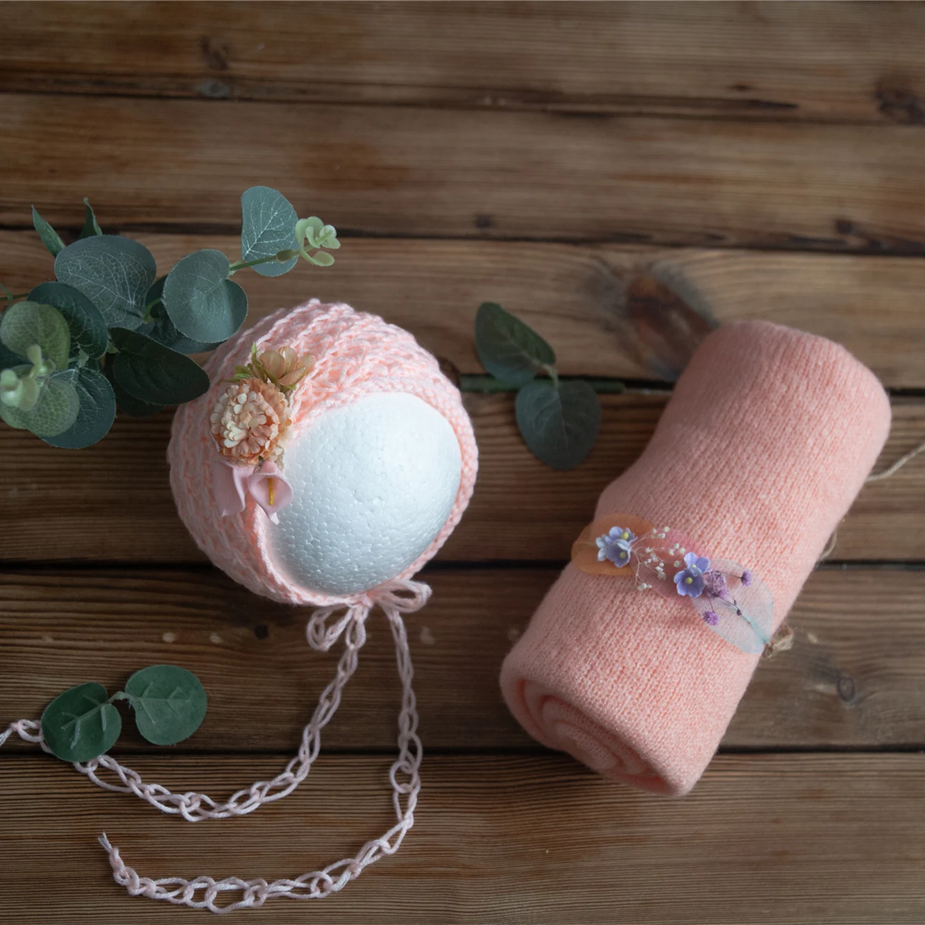 ทารกแรกเกิด Mohair ยืดถักหมวกและแถบคาดศีรษะชุดการถ่ายภาพ Props เด็ก JERSEY Wrap Swaddle ผ้าห่มเด็กชั้นผ้า