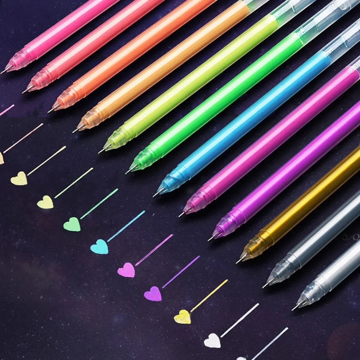 9/12 Kleur Grote Capaciteit Naald Markeerstift Fijne Punt 0.5Mm Gel Pen Tekening Diy Zwart Cardstock Tekening Markering Dagboek Krabbelen
