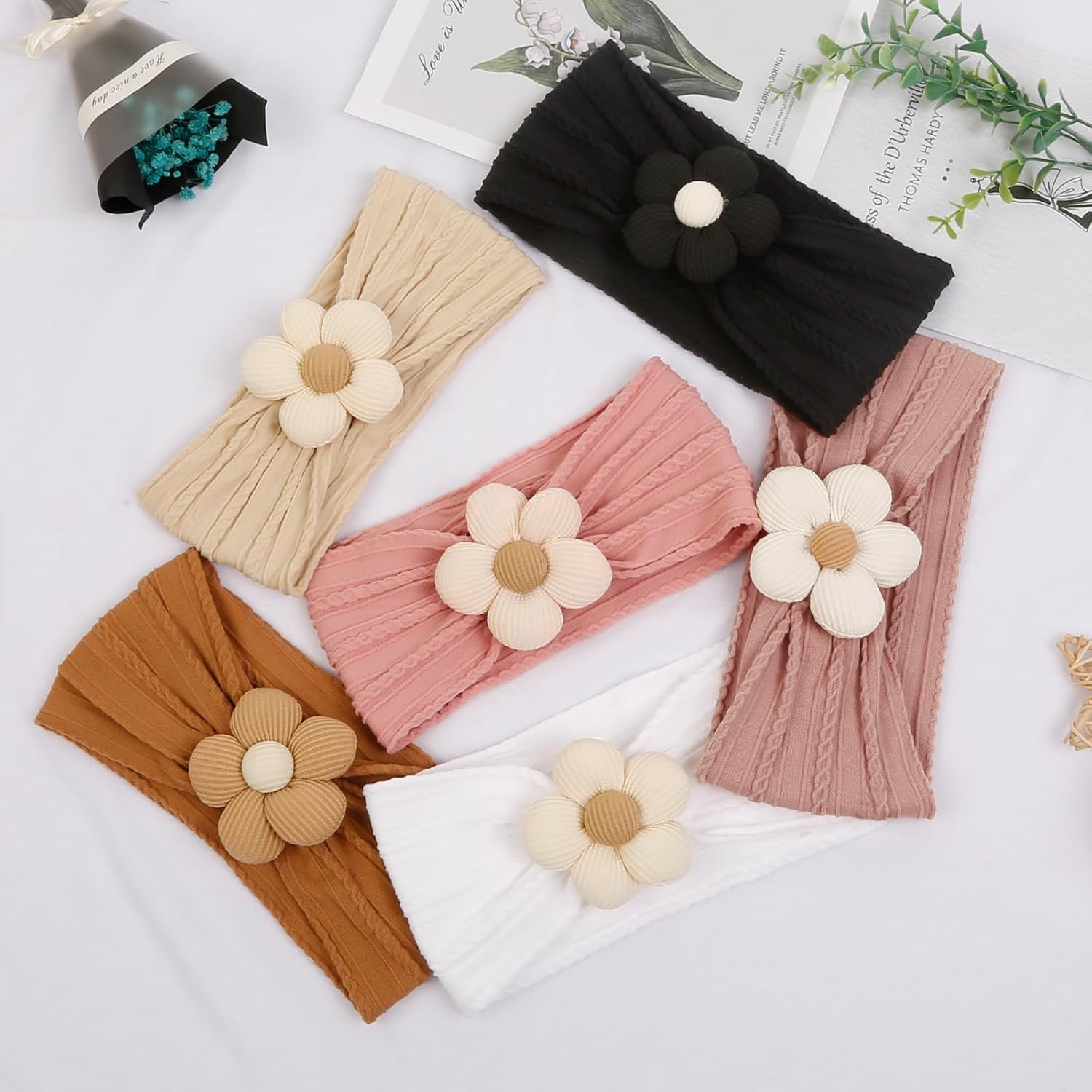 Diadema Bebe Niña Diadema Niña Accesorios Bebe Diadema elástica de nailon con flores para niña, turbante suave para bebé recién nacido, accesorios para el cabello, novedad