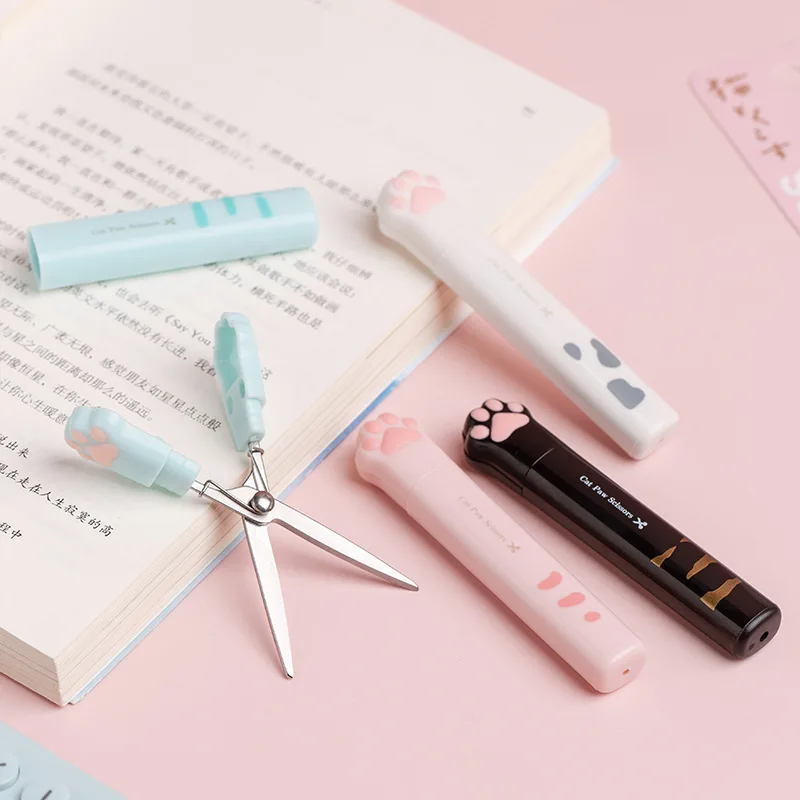 1 Pc Cute Kawaii Scrapbook Paper Adult Safety Utility Kids Student Portable Small Mini Pocket Scissors Cutter Stationery