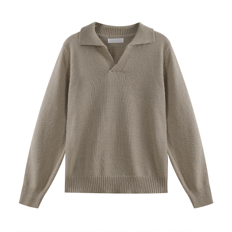 ルーズ女性のニット V ネックセーター春秋カジュアルスタイル長袖ポロシャツオーバーヘッドトップ暖かいサーマルレギュラーフィット