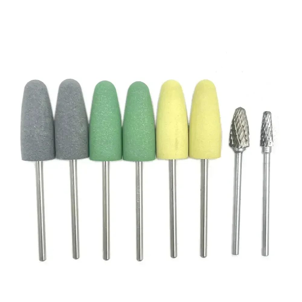 Dental Harz Basis Acryl Polieren Kit Bohrer Polierer Dreh Werkzeuge 6 stücke Silison Gummi Polnischen + 2 stücke Wolfram Hartmetall polnischen