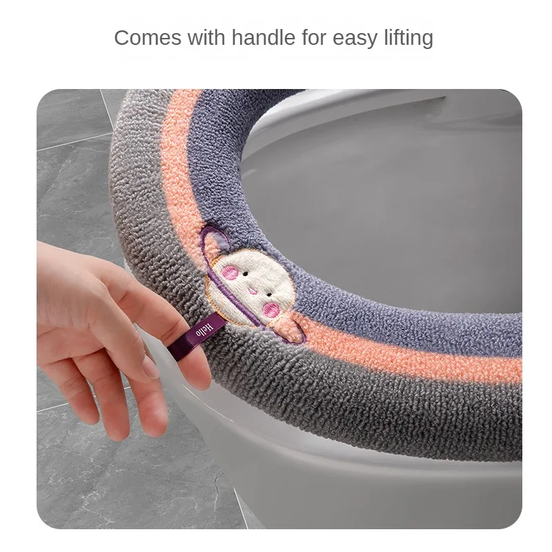 หน้าแรกหนาที่นั่งชักโครก Pad Four Seasons Universal ฤดูหนาว WC ที่นั่งพร้อม Handle Washable การ์ตูนเสื่อห้องน้ำขอบ Cushion