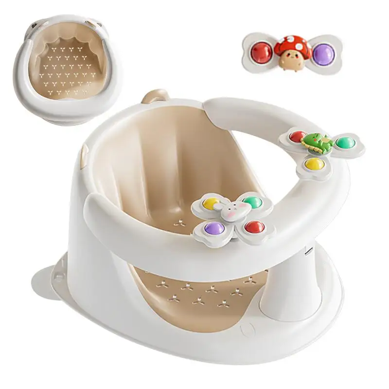 Bath Seat For Baby Sit Up Toddler Bathing Chair Non-Slip Bath Seat With Spin Toys For 1-3 Years Old For Bathing Comfort For