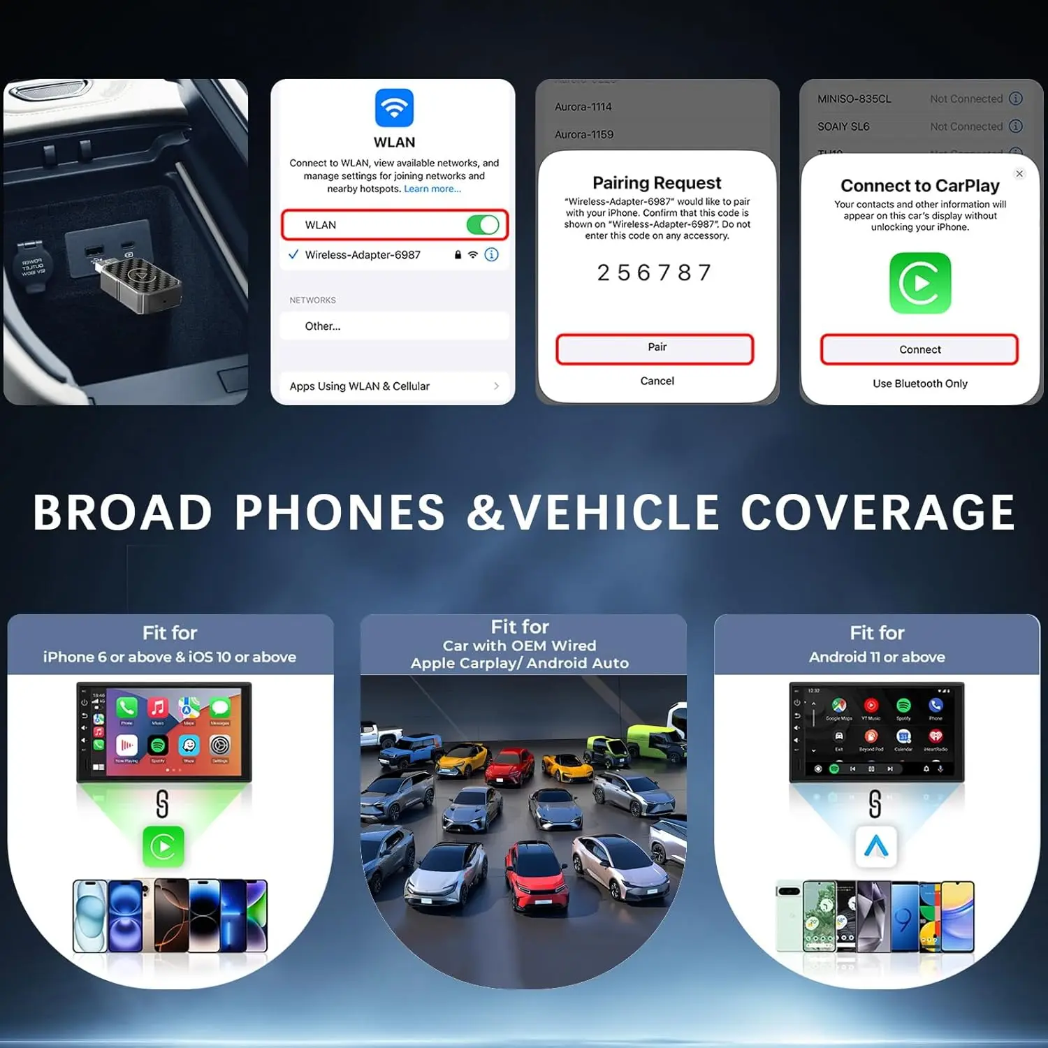 NIEUWE Draadloze CarPlay Adapter Android Auto Adapter plug WiFi BT5.0 Smart Dongle Plug Play voor Bedrade CarPlay/Andriod Auto