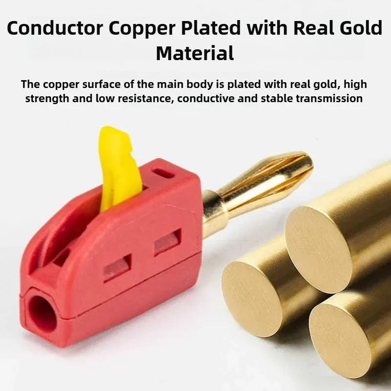 10 Uds. Conector Banana de 4mm conexión rápida de alta corriente conector Banana chapado en oro 32A prueba eléctrica