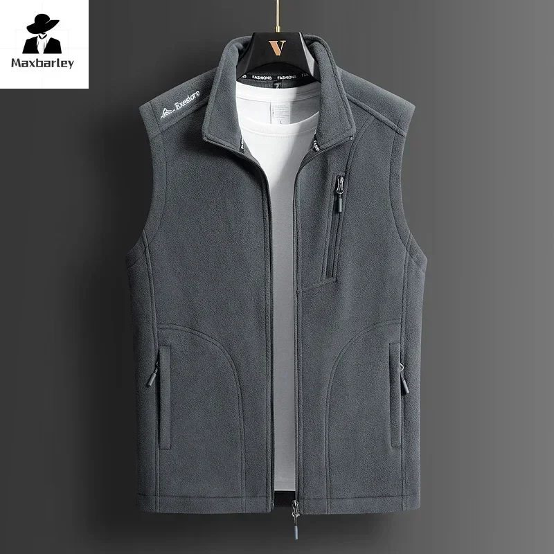 Winter-Fleece-Weste für Herren, 2024, modisch, Übergröße, warme Wolle, ärmellos, Mantel, Markenkleidung, Paar, Outdoor-Sport, Weste, Jacke, 5XL