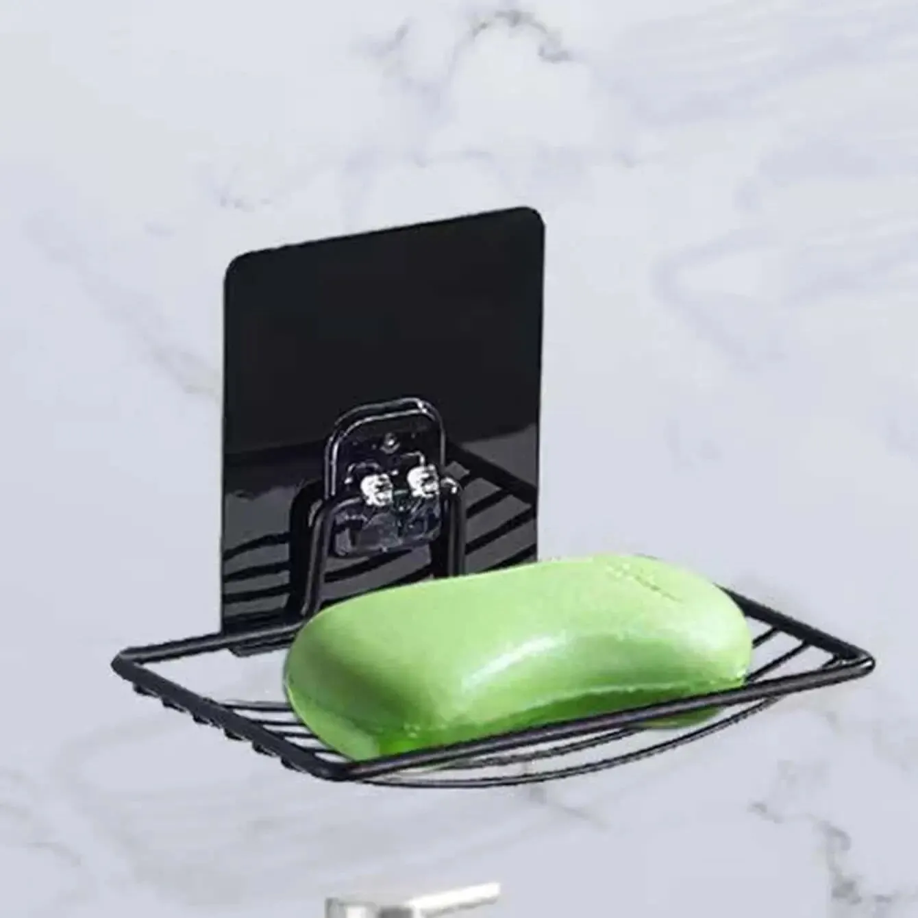 Jabonera de acero inoxidable, caja de jabón ligera, estante de lujo sin perforaciones, sin clavos, drenaje de una sola capa para colgar en la pared, 1 ud.