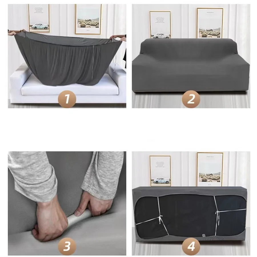 Đồng Màu 1/2/3/4 Sofa Bao Căng Sữa Vải Lụa Ghế Có Cho Phòng Khách Mặt Cắt Ngang góc Settee Slipcovers 1PC