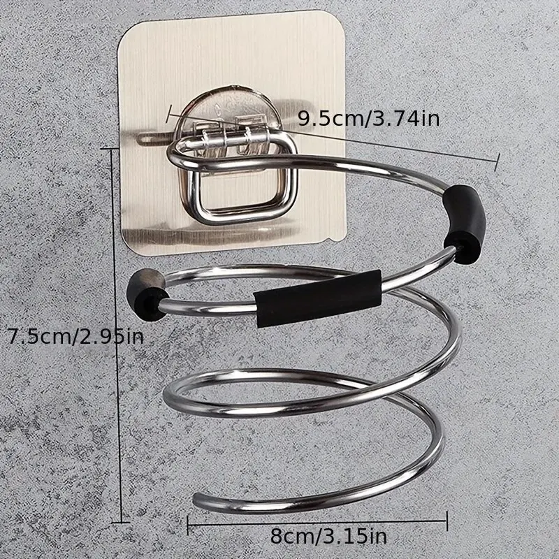 Suporte multifuncional para secador de cabelo de banheiro, suporte para ferramenta de cuidados com os cabelos sem perfuração, ferramenta adesiva para salão de cabeleireiro montada na parede